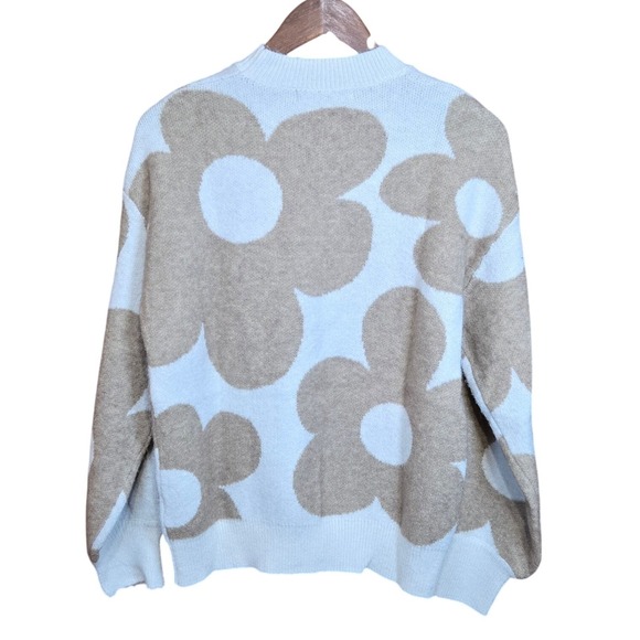 Sofie the Label Floral Print Crewneck Sweater Light Blue Taupe Size M - Picture 4 of 6